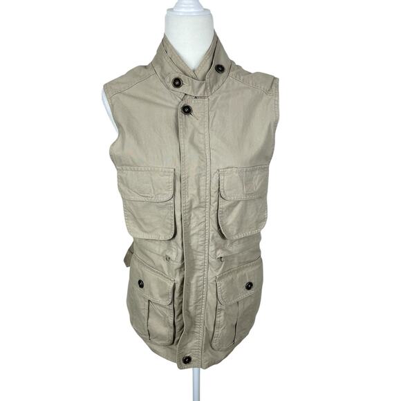 Woolrich Cotton Fishing Vest Pockets Utility Cargo Khaki Men's Size XS Outdoors - Picture 1 of 15